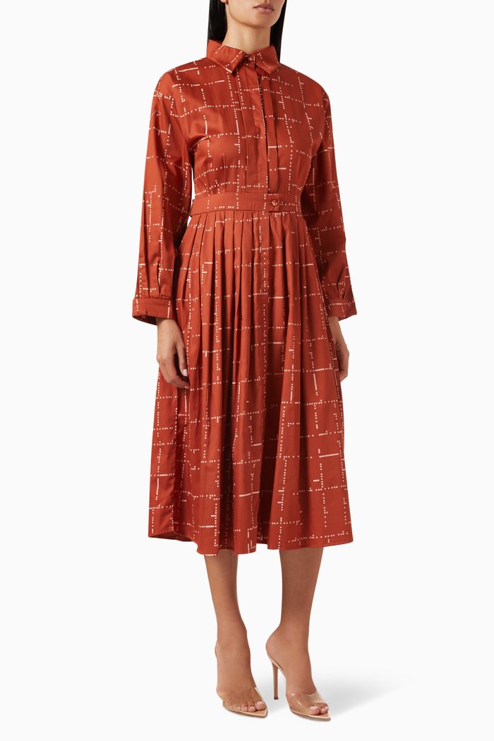 Quinn Midi Dress in Cotton, Brown
