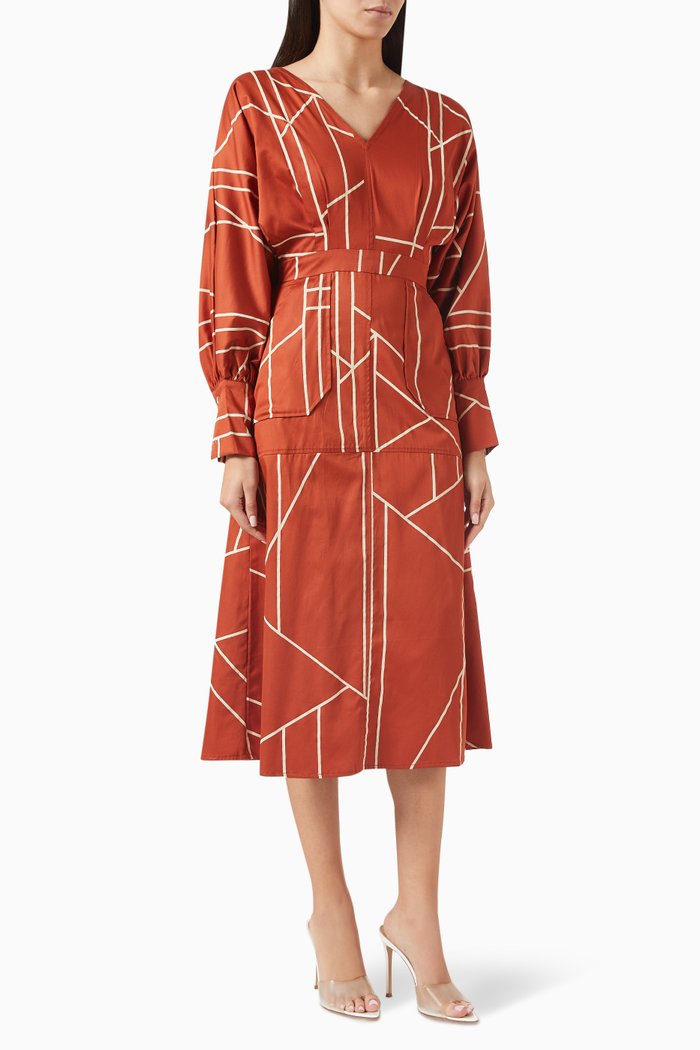 

Naaya Midi Dress in Cotton, Brown