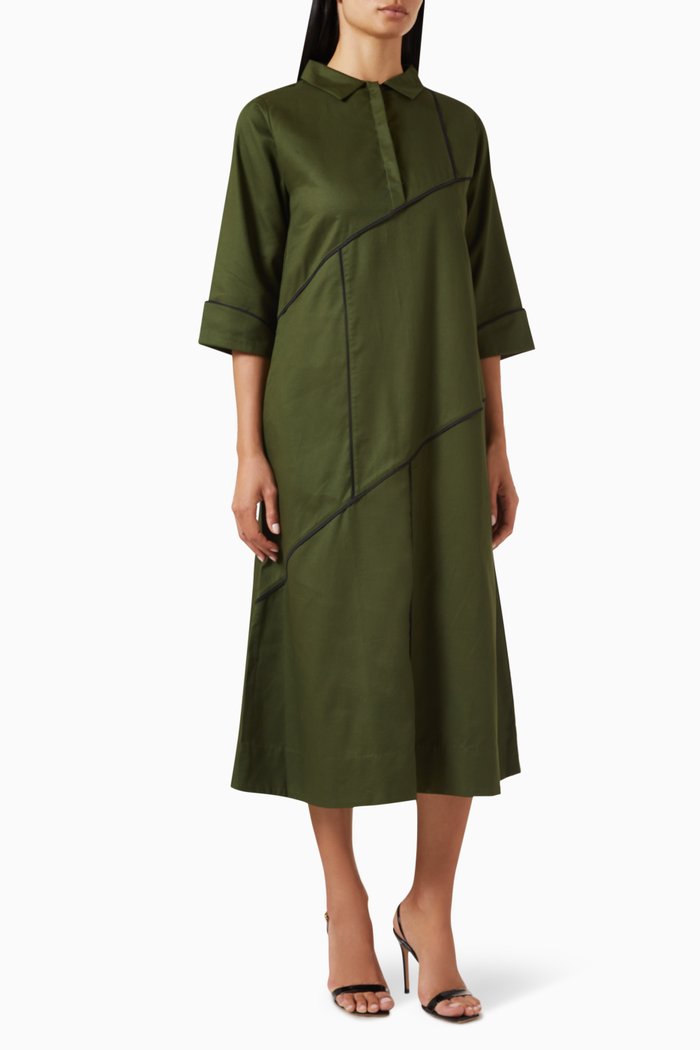 

Nemo Midi Dress in Cotton, Green