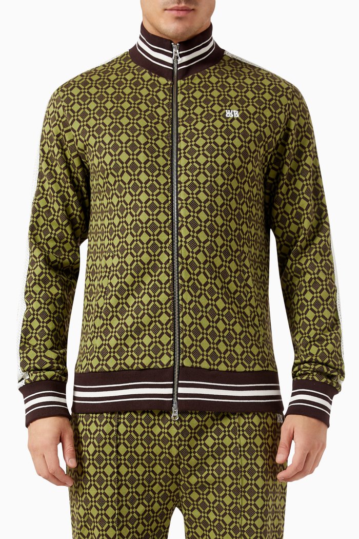 

Power Zipped Track Jacket in Stretch-cotton, Multicolour