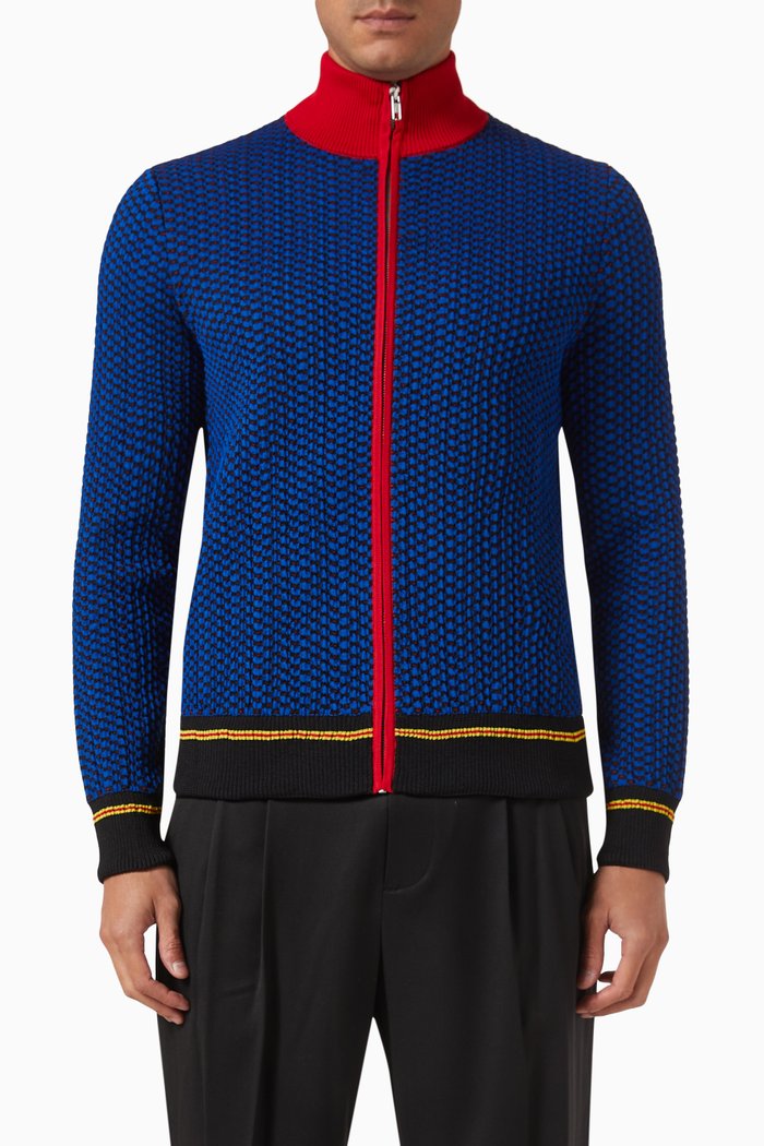 

Zip Cardigan in Jacquard, Blue