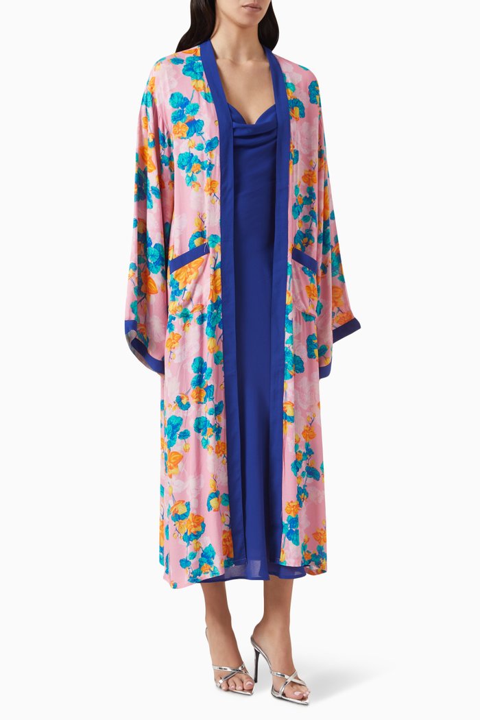 

Floral-print Kimono in Viscose-crepe, Pink