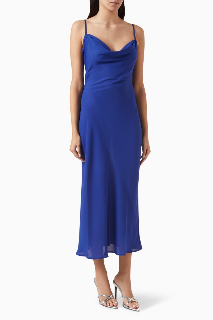 A-line Maxi Dress in Viscose-crepe, Blue