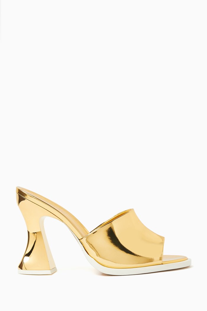 Cha-Cha 110 Sculptural Mules in Leather, Gold