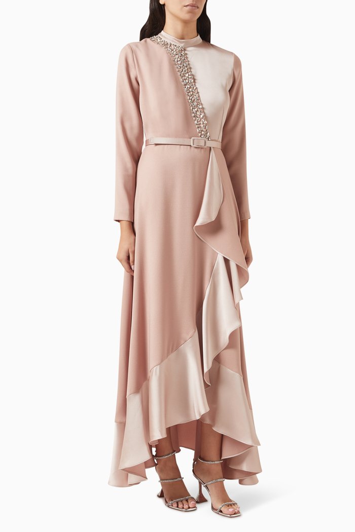 

Embellished Colour-block Maxi Dress, Neutral