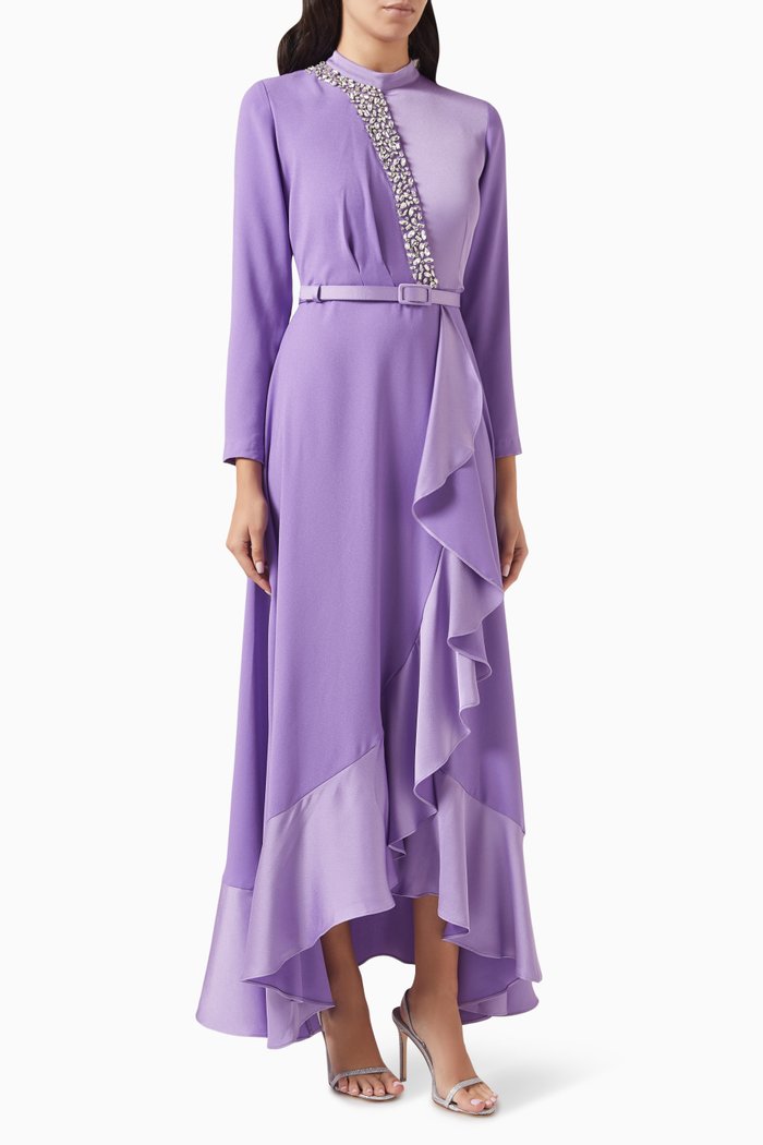 

Embellished Colour-block Maxi Dress, Purple