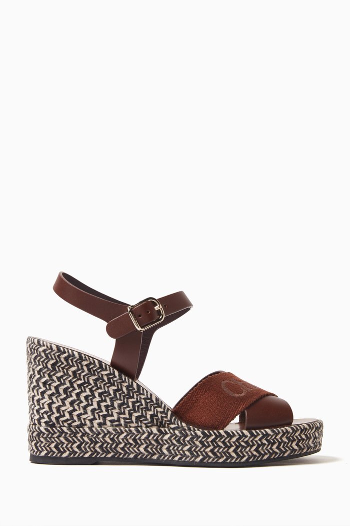 

Piia 80 Wedge Sandals in Leather, Brown