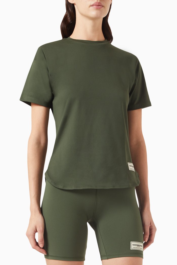 

Curved Hem T-shirt in Softskin100©, Green