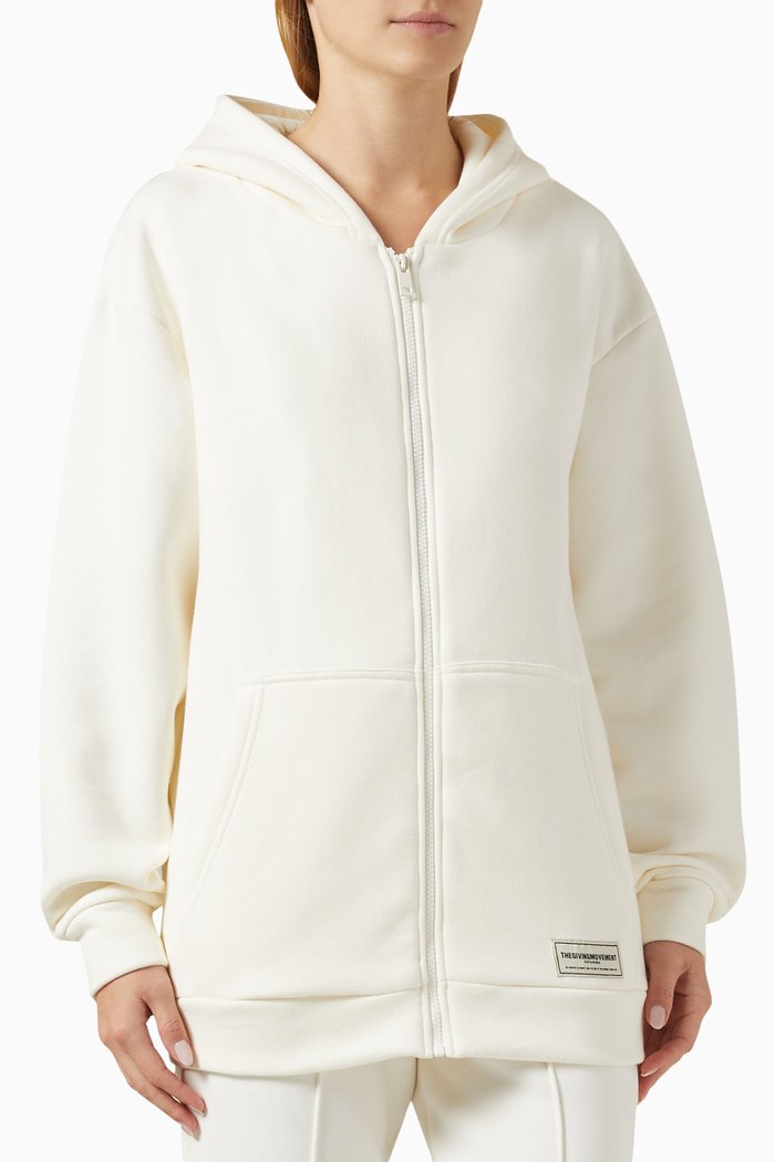 

Oversized Zip Hoodie in Organic Cotton, Neutral