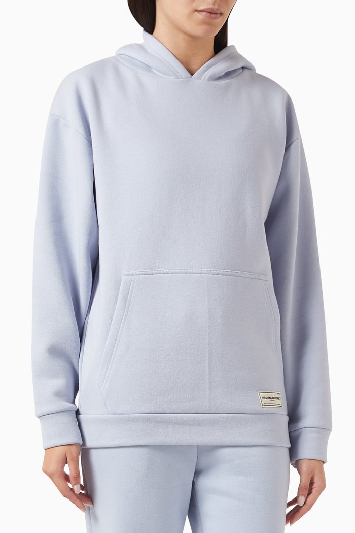 

Oversized Zip Hoodie in Organic Cotton, Blue