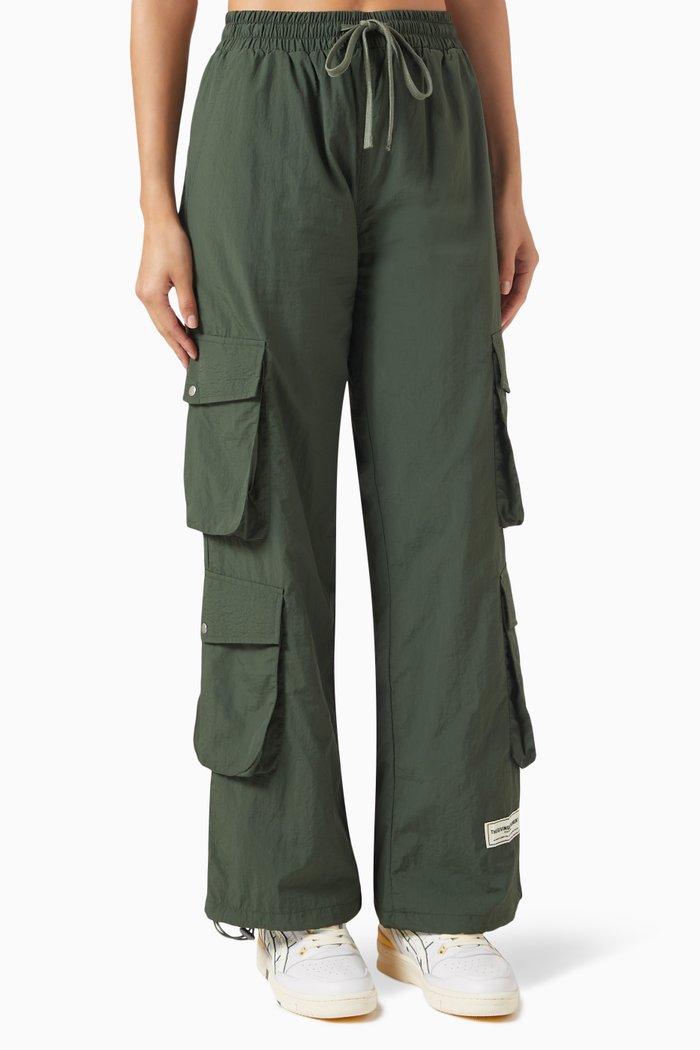 Wide-leg Cargo Pants in Re-Shell100©, Green