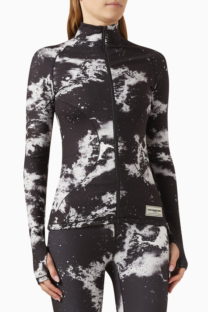 Printed Zip Jacket in Softskin100©, Black