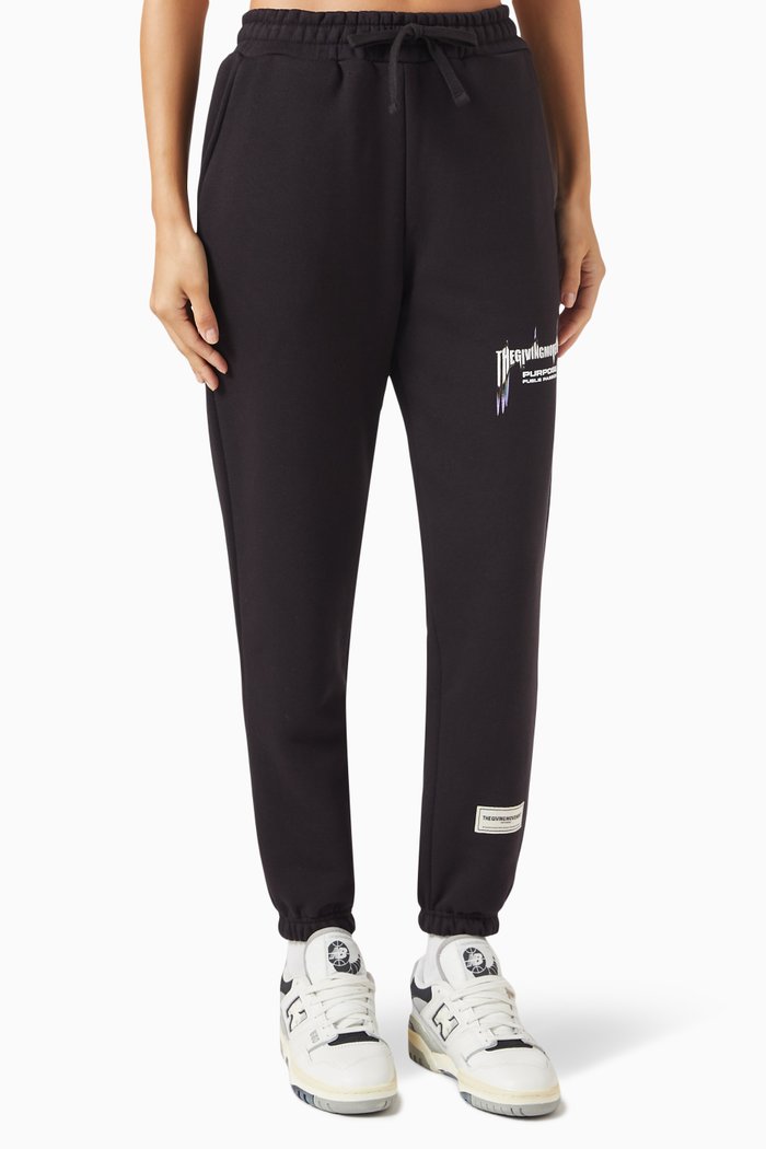 

Boxing-print Sweatpants in Cotton, Black