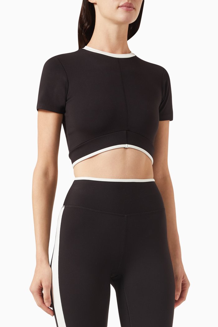 

Contrast Edge Crop Top in Softskin100©, Black