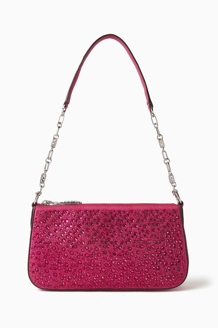 Medium Empire Pouchette in Croc-embossed Leather, Pink