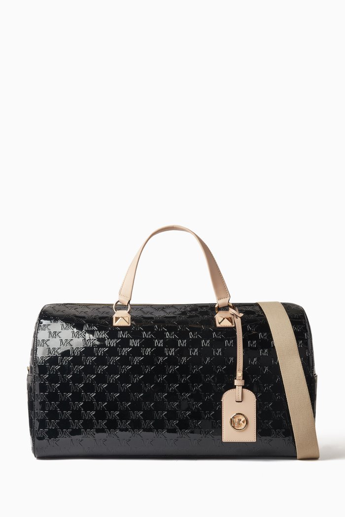 

Extra Large Grayson Weekender Bag in Logo-embossed Faux Leather, Black