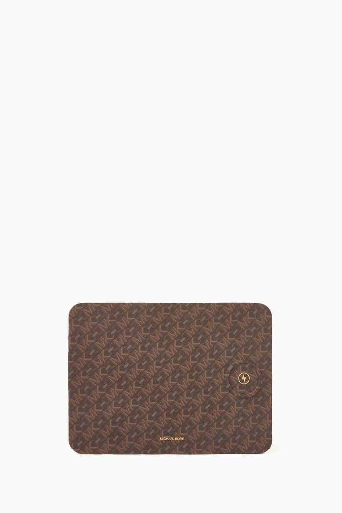 Empire Signature Logo Wireless Charging Mouse Pad in Canvas, Brown