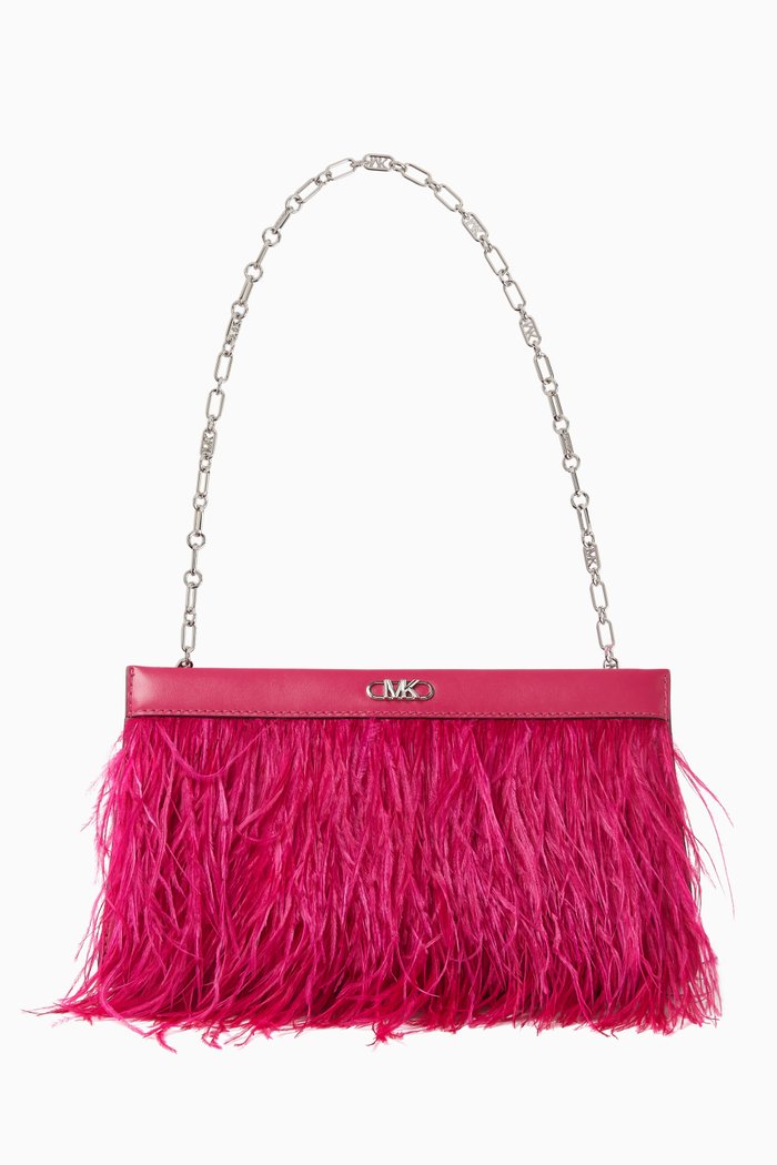 

Large Tabitha Clutch in Feathers, Pink