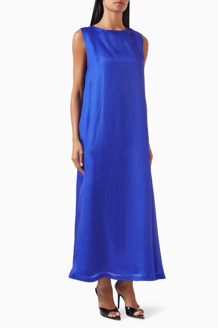

Relaxed Maxi Dress in Silk, Blue