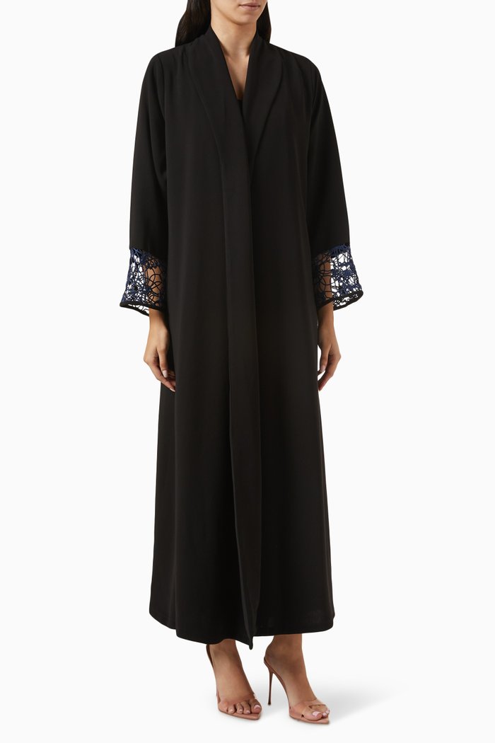 

Zainah Cut Abaya in Polycrepe & Lace, Multicolour