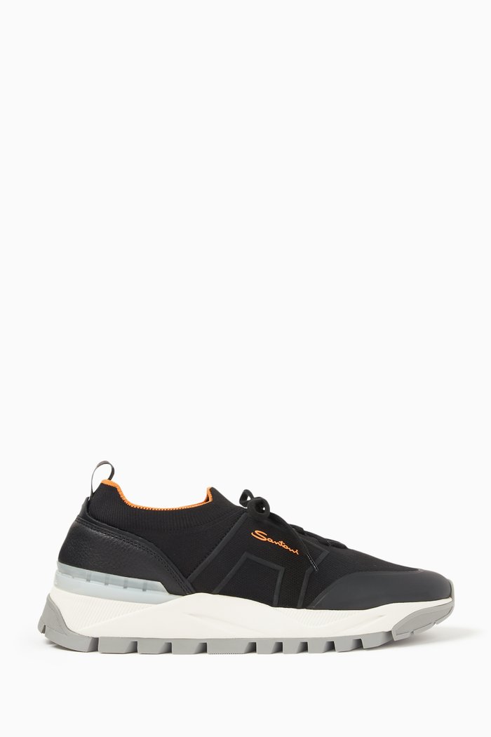 

Chunky-soled Sneakers in Leather, Black