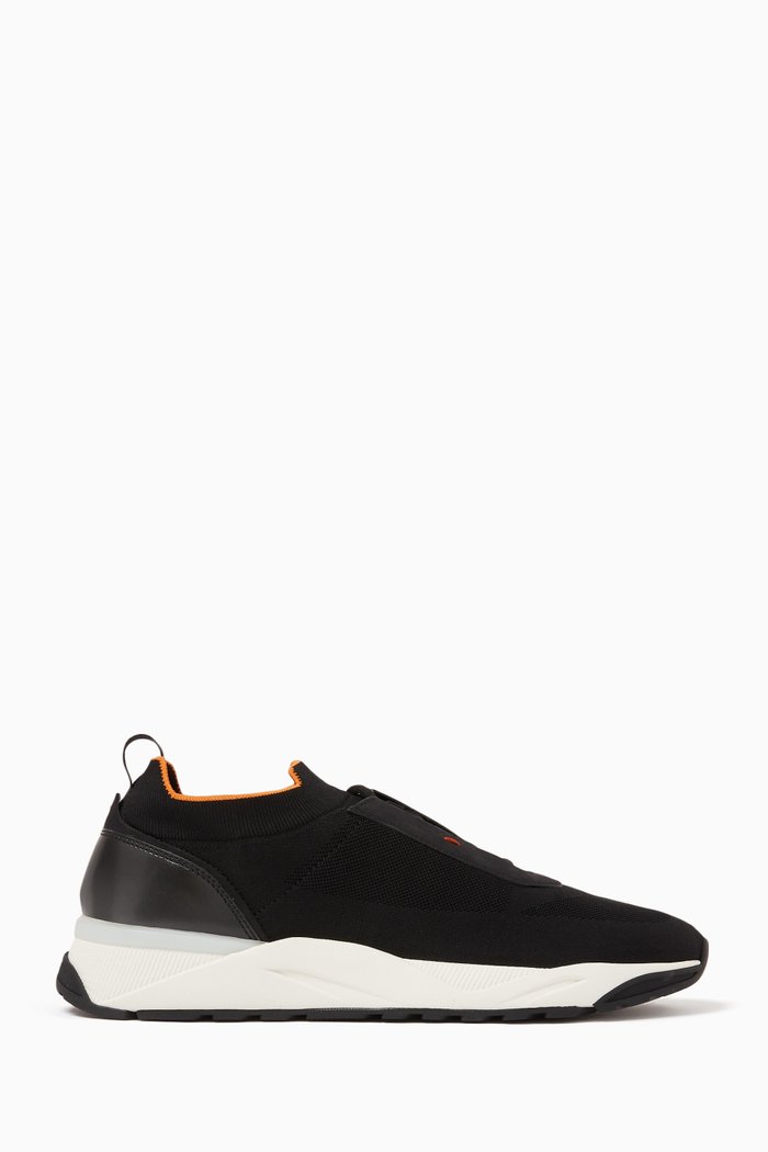 Low-top Sneakers in Tech Fabric, Black