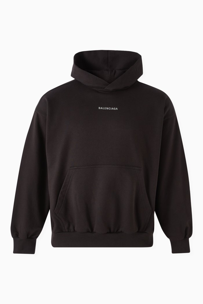 

Back Logo Medium Fit Hoodie in Fleece, Black