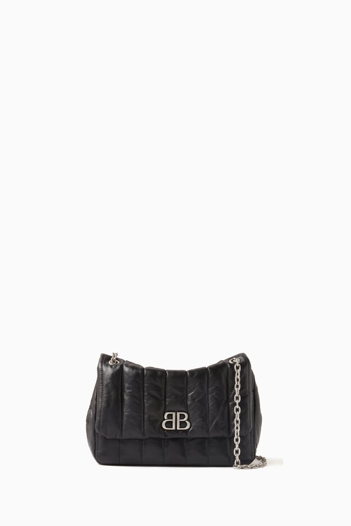 

Mini Monaco Quilted Shoulder Bag in Leather, Black