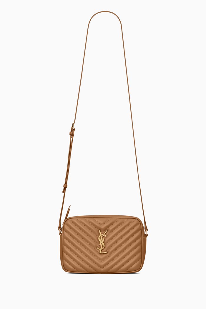 Lou Camera Shoulder Bag in Quilted Leather, Brown
