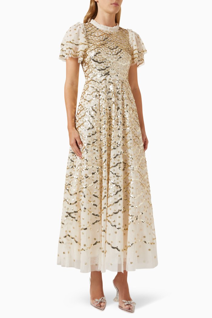 

Deco Dot Gloss Gown in Tulle, Gold