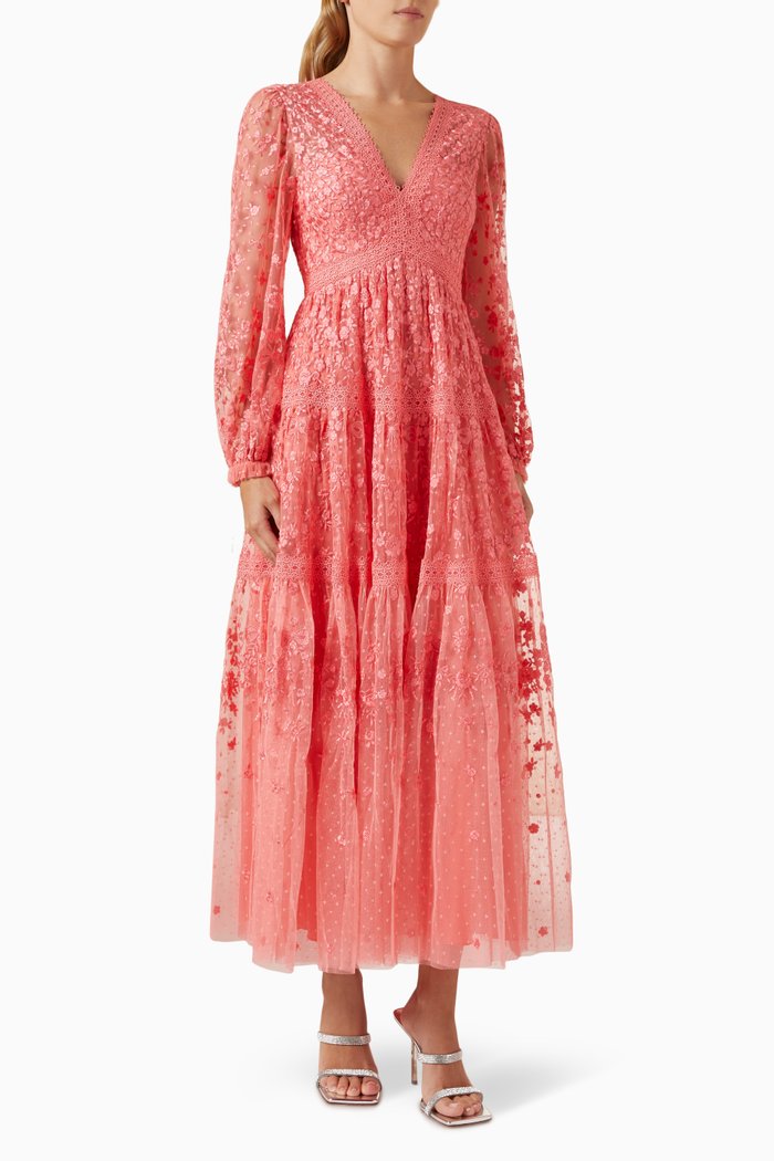 

Celestia Ribbon Gown in Tulle, Pink