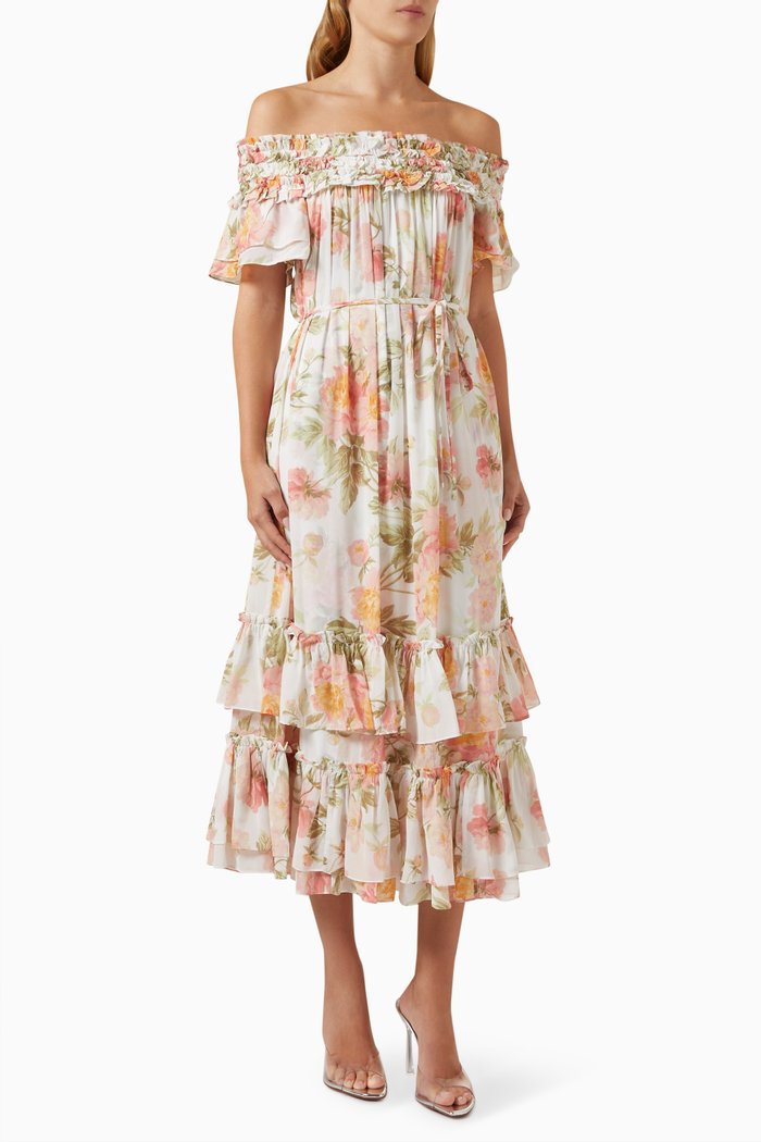 

Peony Promise Off-shoulder Ballerina Dress in Chiffon, Multicolour