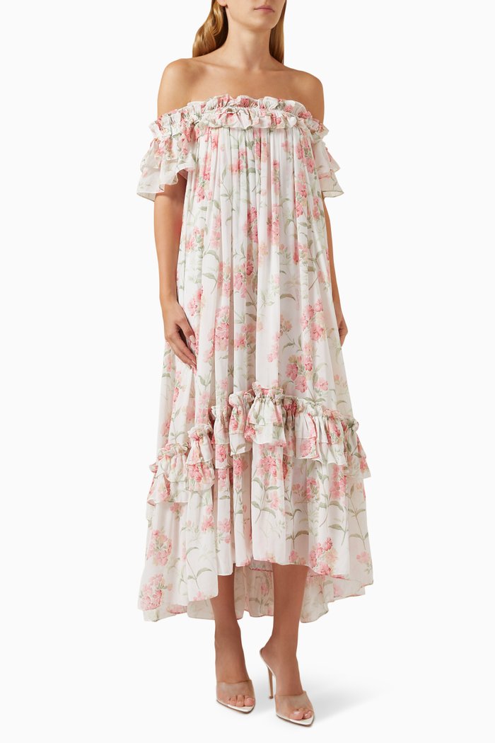 

Summer Posy Aria Off-shoulder Gown in Chiffon, Multicolour