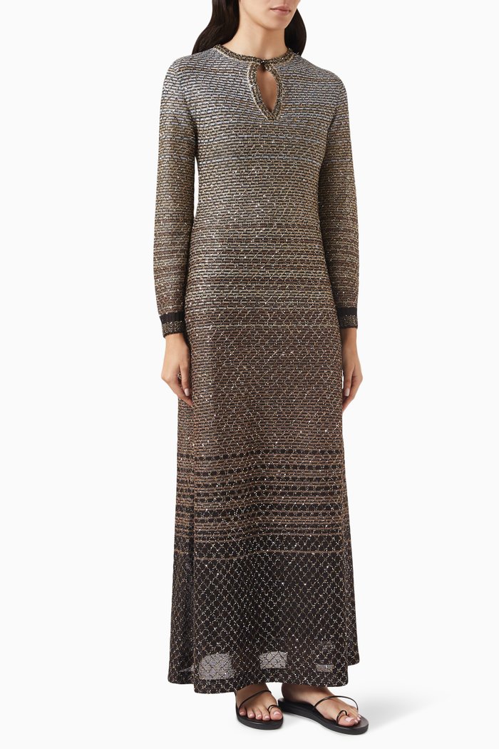 

Ombre Knit Maxi Dress in Rayon-blend, Grey