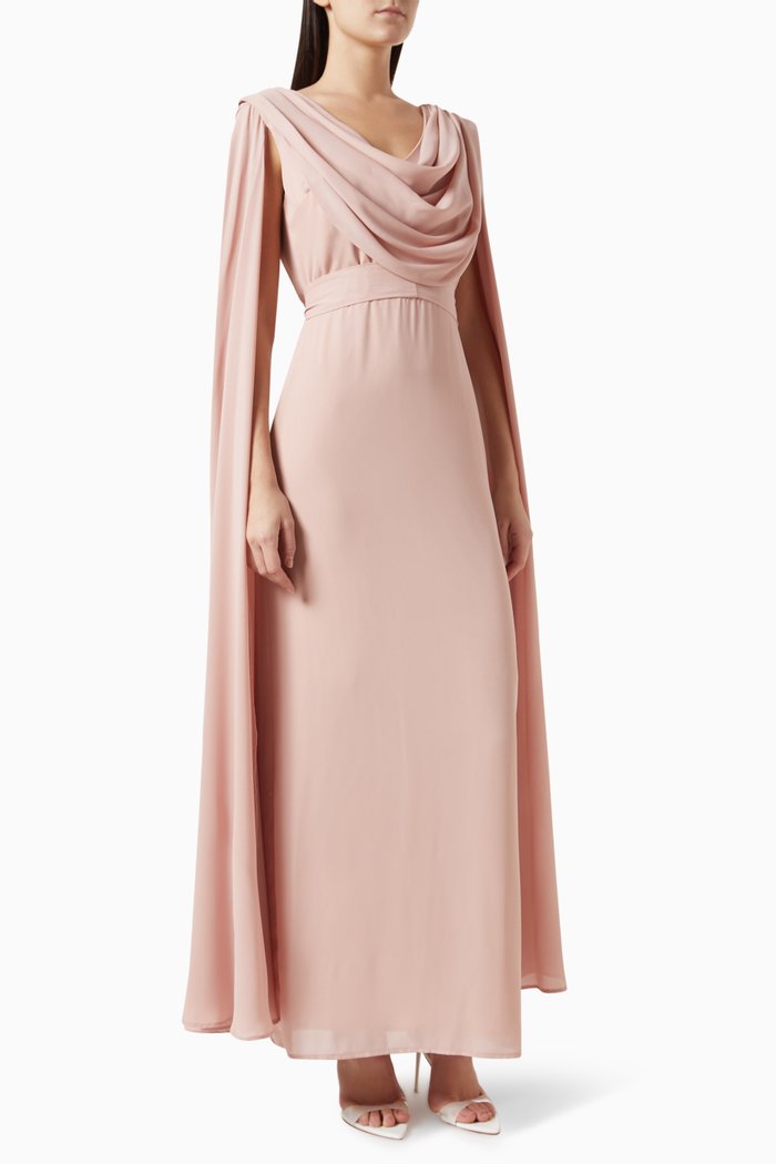 

Draped Maxi Dress in Milano, Pink