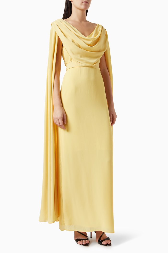 

Draped Maxi Dress in Milano, Yellow