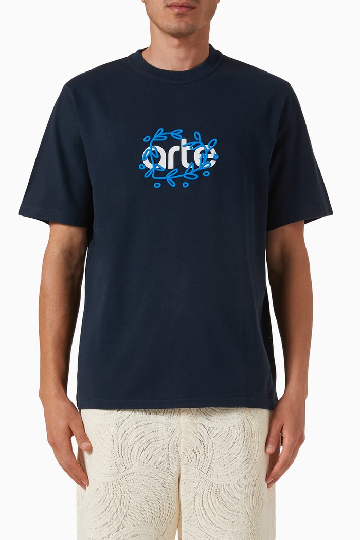 

Teo Logo T-shirt in Cotton, Blue