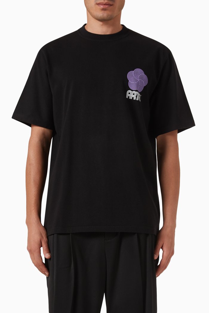 

Teo Circle Flower T-shirt in Cotton, Black