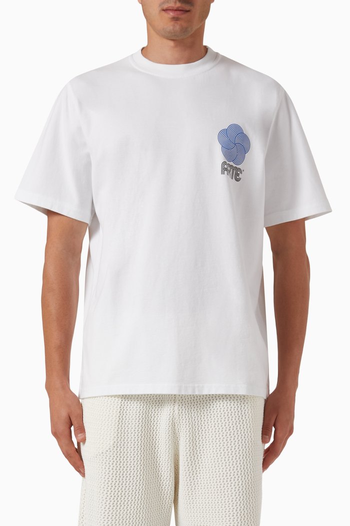 

Teo Circle Flower T-shirt in Cotton, White
