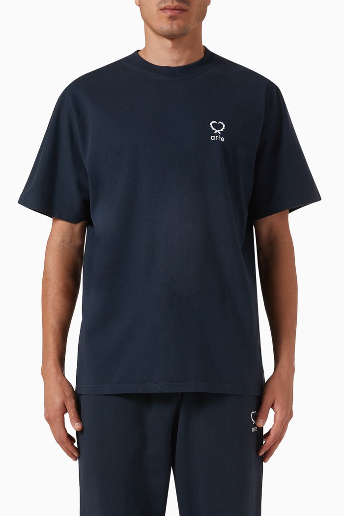 

Teo Small Heart T-shirt in Cotton, Black
