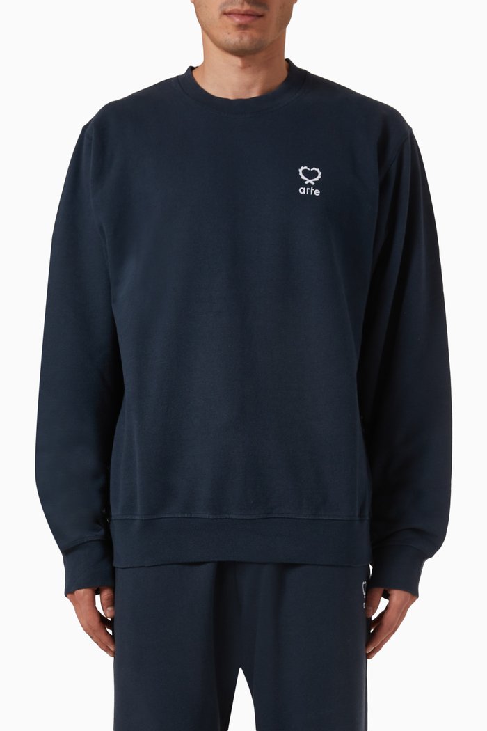 

Carlos Small Heart Sweatshirt in Cotton, Blue