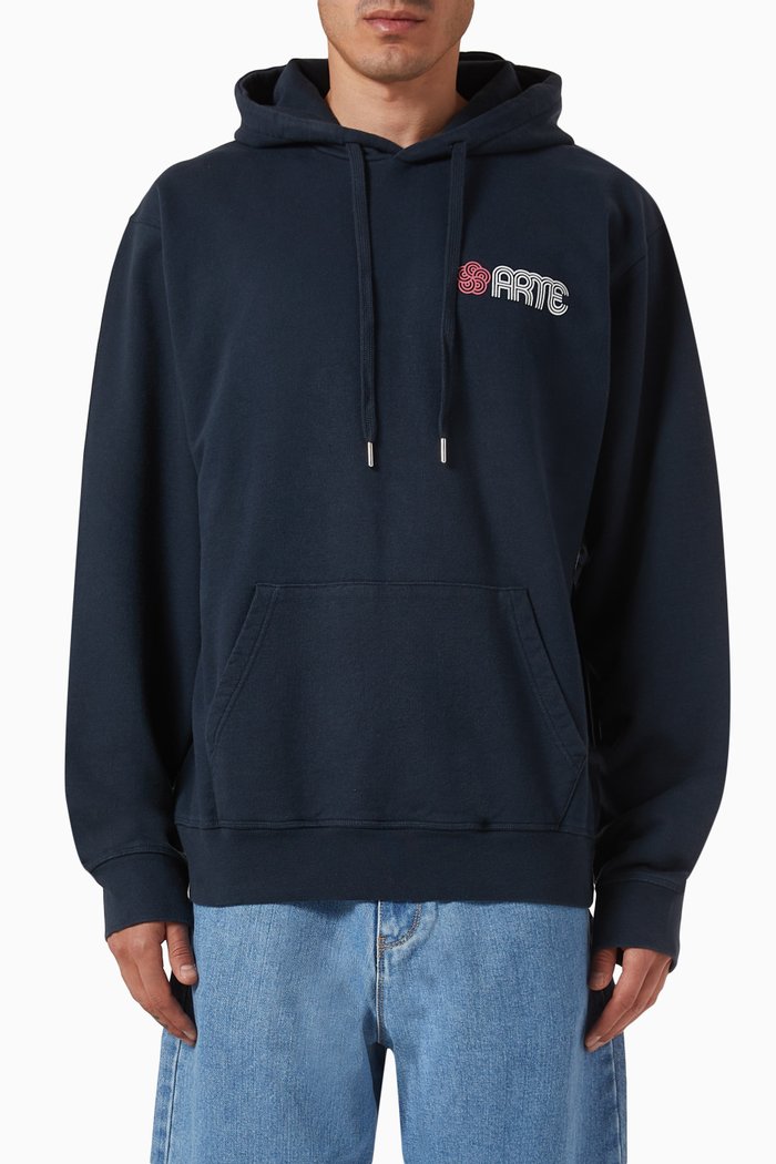 

Hank Back Circle Flower Hoodie in Cotton, Blue