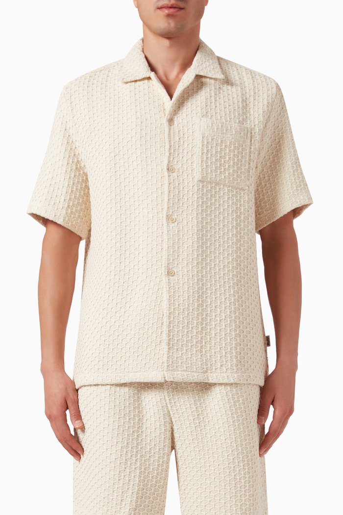 

Jacquard Crochet Shirt in Cotton-blend, Neutral