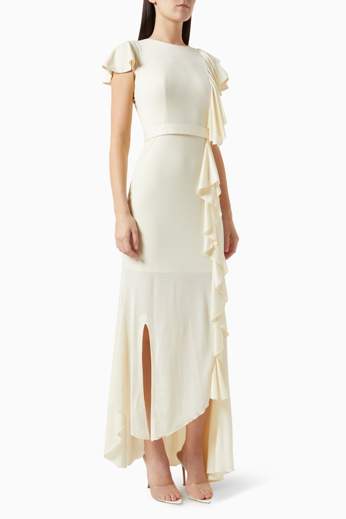 

Ruffled Maxi Dress, Neutral