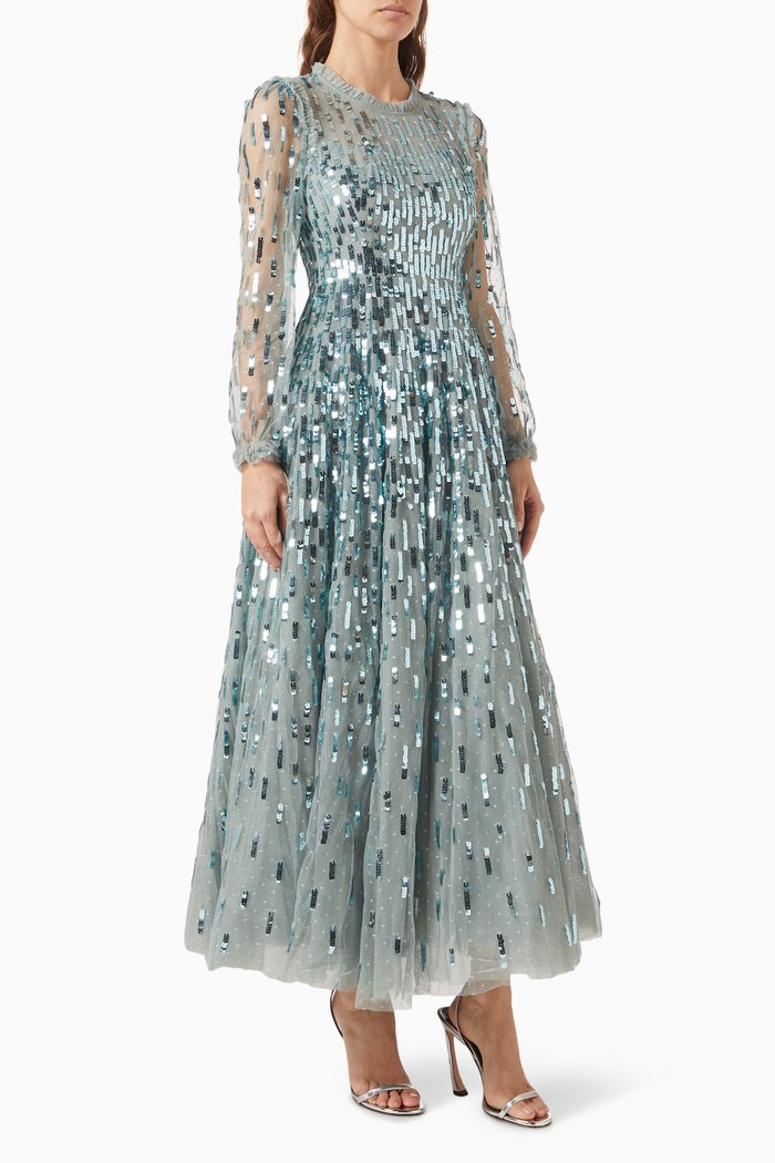 

Sequin Dash Gown in Tulle, Green