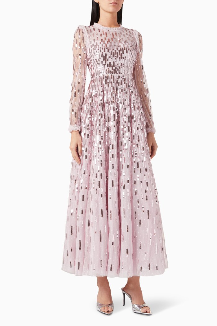 

Sequin Dash Gown in Tulle, Purple