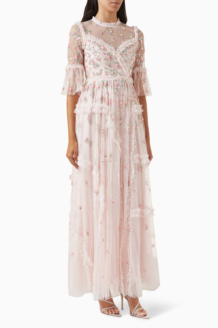 

Shimmer Ditsy Gown in Tulle, Pink