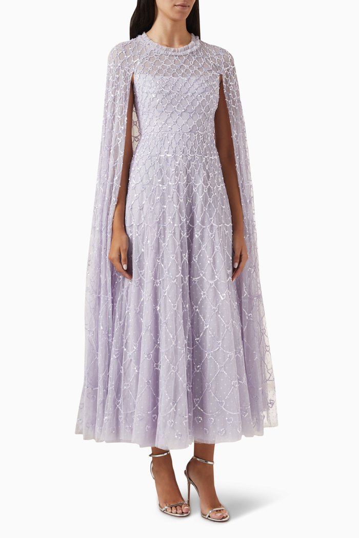 

Heart Lattice Gown in Tulle, Purple