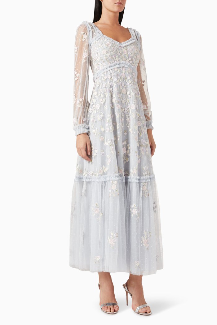 Blossom Chain Ankle Gown in Tulle, Blue