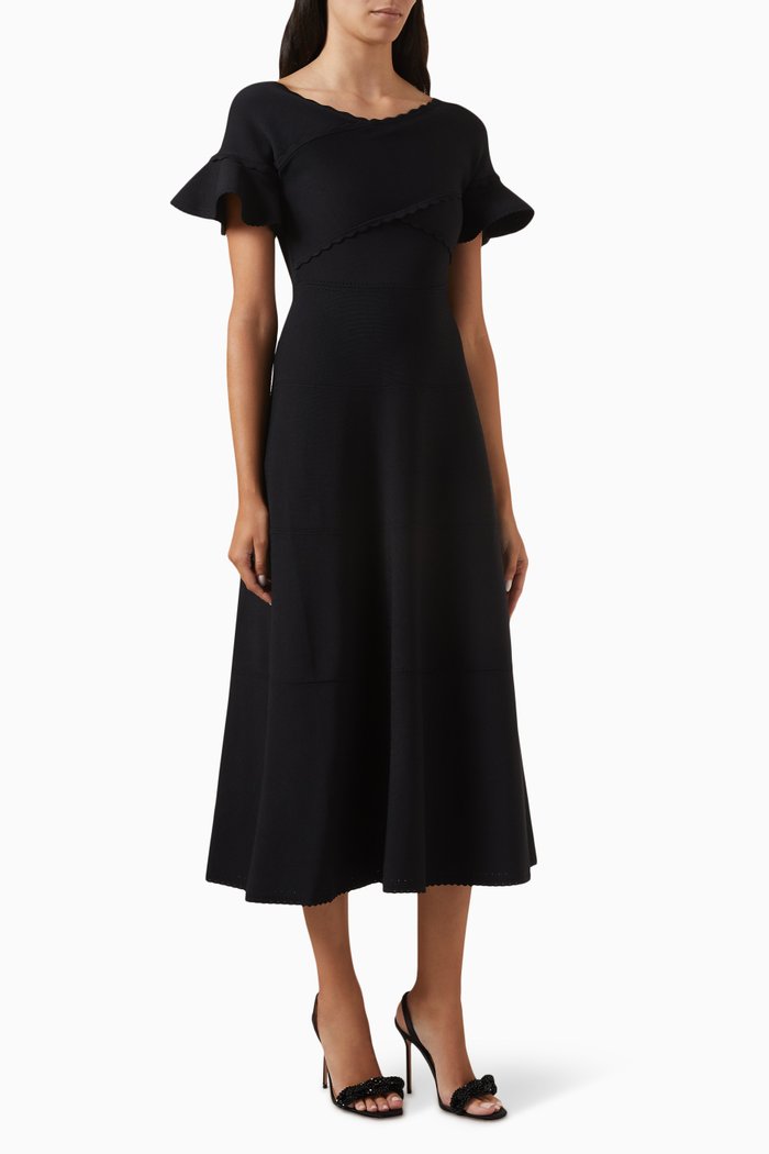 

Wrap-front Knit Dress in Stretch Viscose, Black